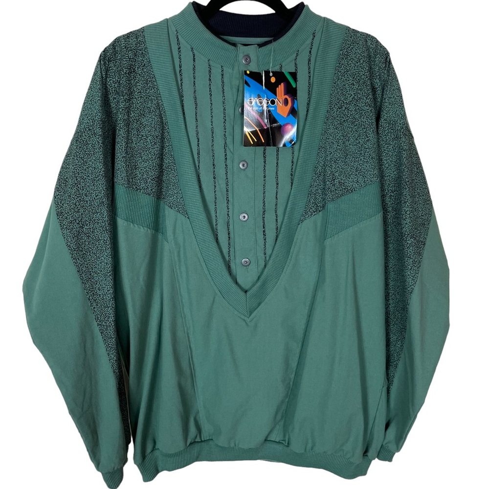 Deadstock 1990s Sasson Unique Abstract 1/2 Button Long Sleeved NWT Size Large Lg